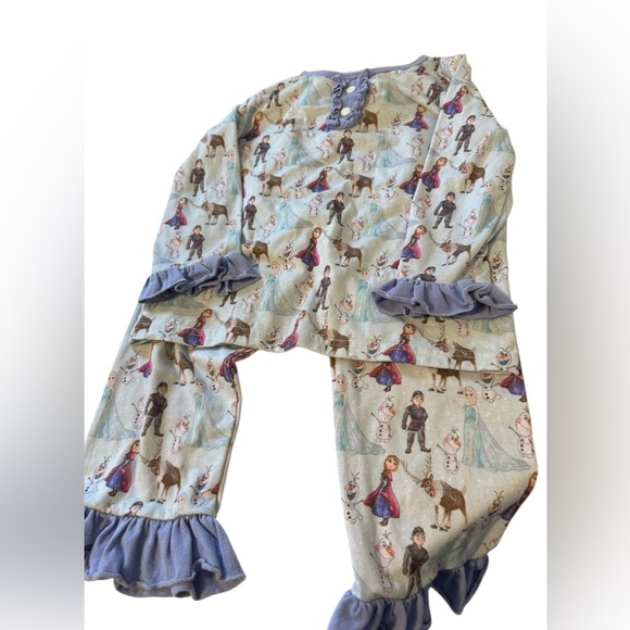 Coastal Mermaid Boutique Other - Coastal Mermaids Boutique Frozen PJ Set with Back Flap Ruffles Long‎ Sleeve